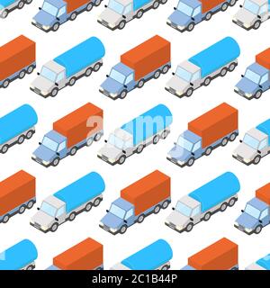 Colored trucks. Seamless pattern Stock Vector