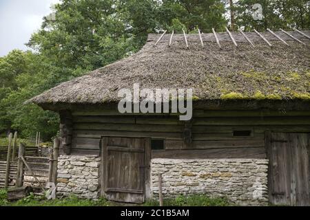 Thatched house at Rocca al Mare open air museum, Tallinn Stock Photo