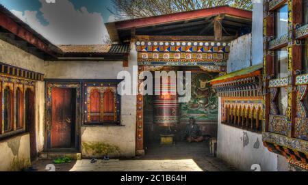 View to Chimi Lhakhang monastery, Lobesa, Bhutan Stock Photo