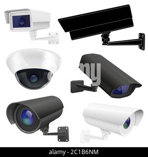 CCTV security camera set. Surveillance devices Stock Vector