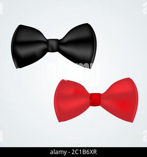 illustration of bow ties, black and red, isolated on white / background, vector illustration Stock Vector