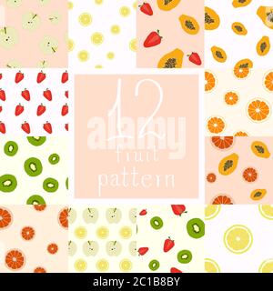 Cute fruits vector patterns Stock Vector