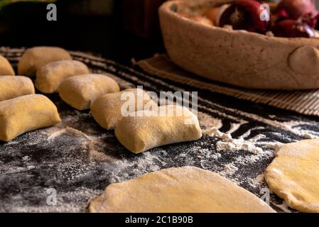 Home baking mushroom pastries Stock Photo