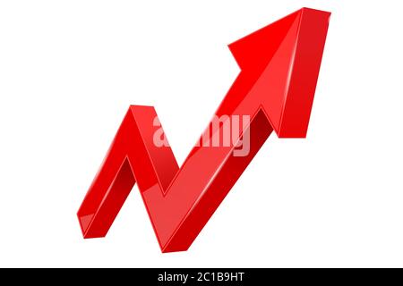 Financial indication arrow. Up red shiny 3d graph Stock Vector