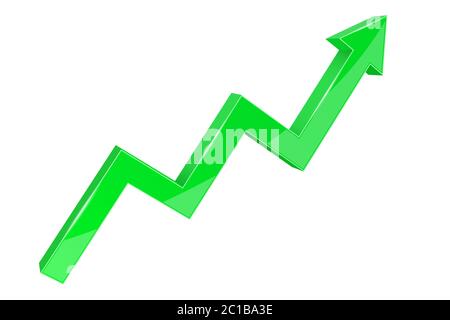 Financial indication arrow. Up green 3d graph Stock Vector