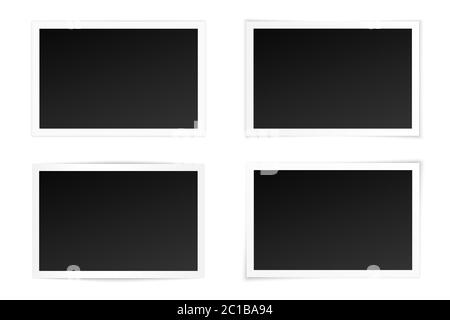 Vector set of curved photo frames with various shadows. Mock up of photos. Stock Vector