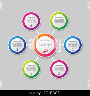 Vector infographic template on the grey gradient background. Six options Stock Vector