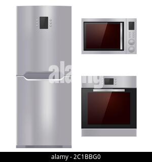Home appliances. Refrigerator, microwave and oven Stock Vector