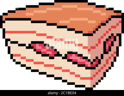 vector pixel art cake bread isolated cartoon Stock Vector