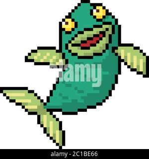 vector pixel art cat dolphin isolated cartoon Stock Vector Image & Art -  Alamy