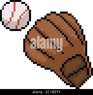 vector pixel art baseball glove isolated cartoon Stock Vector