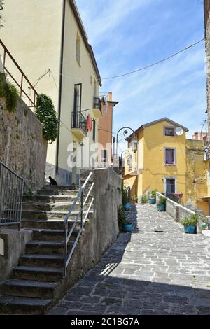 A picturesque street in Eboli, an old town in the Campania region . Stock Photo