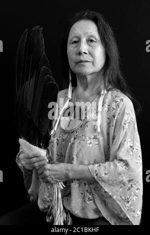 USA, South Dakota, Sonja Holy Eagle, Native portrait, Lakota Woman Stock Photo