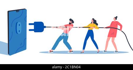 Digital Detox.Social media detox concept  Stock Vector