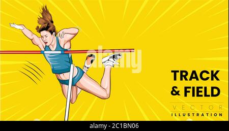 Female high jumper in action Stock Vector