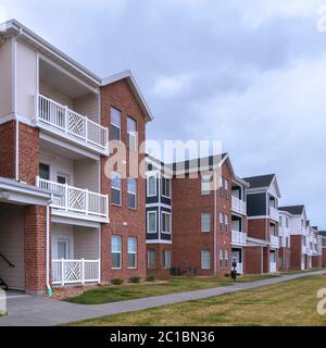 Square Large apartment complex in a receding view Stock Photo