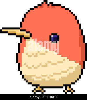 vector pixel art fat bird isolated cartoon Stock Vector