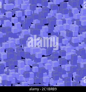 Blue Cubes Seamless Pattern on Black Stock Vector