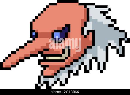 vector pixel art demon head isolated cartoon Stock Vector