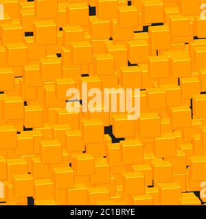 Gold Cubes Seamless Pattern on Black Stock Vector