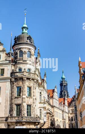 The Dresden castle in the historic old town in Dresden, Germany - Baroque architecture Stock Photo