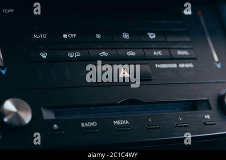 Panel of a modern car. Screen multimedia system. Stock Photo