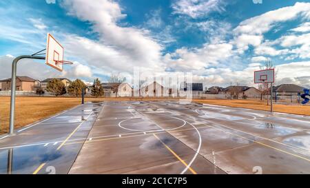 panorama basketball courts park near multi Royalty Free image