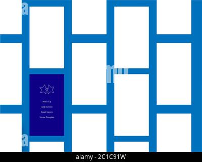 Mobile Phone Screen Perspective App Template Blue Stock Vector