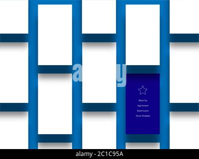 Mobile Phone Screen Perspective App Template Blue Stock Vector