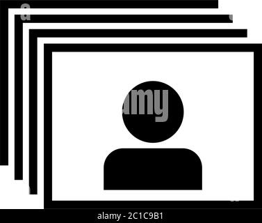 Head hunting, Resume, Portfolio Search. Flat Vector Icon illustration. Simple black symbol on white background. Head hunting, Resume Portfolio Search Stock Vector