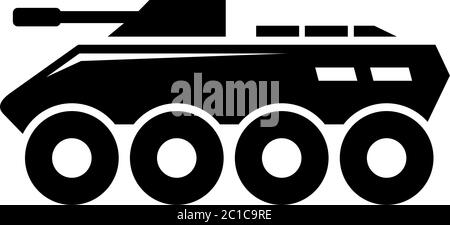 Military BTR, Armored Personnel Carrier. Flat Vector Icon illustration. Simple black symbol on white background. BTR, Armored Personnel Carrier sign d Stock Vector