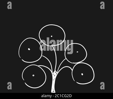 Pilea peperomioides also known as money plant doodle style black and white illustration. Stock Vector
