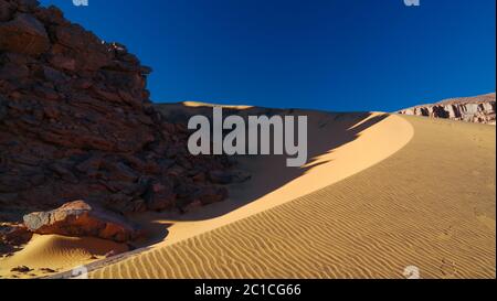 Color shadows at dunes in Tassili nAjjer national park, Algeria Stock Photo