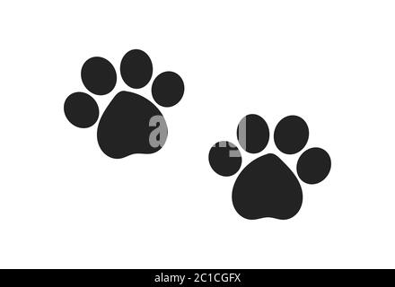 Two paw prints icons. Vector illustration. Stock Vector