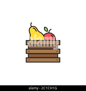 Fruits crate box vector icon symbol isolated on white background Stock Vector