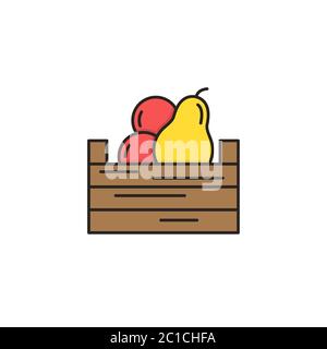 Fruits crate box vector icon symbol isolated on white background Stock Vector