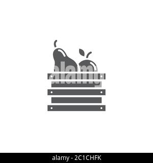 Fruits crate box vector icon symbol isolated on white background Stock Vector