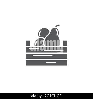 Fruits crate box vector icon symbol isolated on white background Stock Vector
