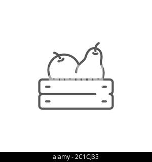 Fruits crate box vector icon symbol isolated on white background Stock Vector
