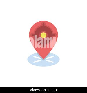 GPS with target location vector icon symbol isolated on white background Stock Vector