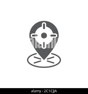 GPS with target location vector icon symbol isolated on white background Stock Vector