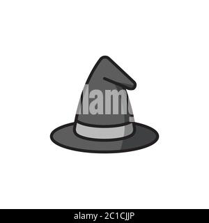 Halloween witch hat vector icon symbol isolated on white background Stock Vector