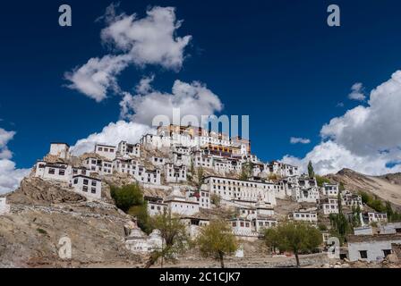 Thiksey monastery aganist blue sky in Leh, Ladakh, India Stock Photo