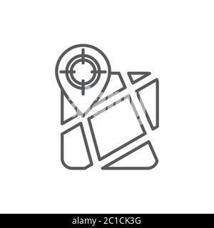 GPS with target location vector icon symbol isolated on white background Stock Vector
