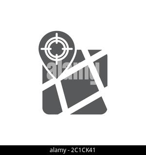 GPS with target location vector icon symbol isolated on white background Stock Vector