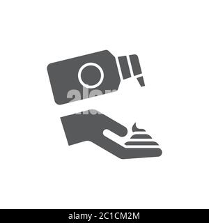 Hands applying lotion cream vector icon symbol isolated on white background Stock Vector