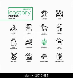 Farming - modern line design style icons set Stock Vector