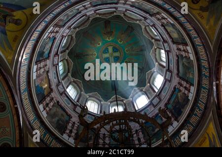 Interior view to the Beheading of St. John the Baptist cathedral in the kremlin of Zaraysk, Moscow region, Russia Stock Photo