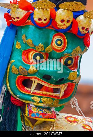 Holy Buddhist Mask in Chaam Dance Stock Photo