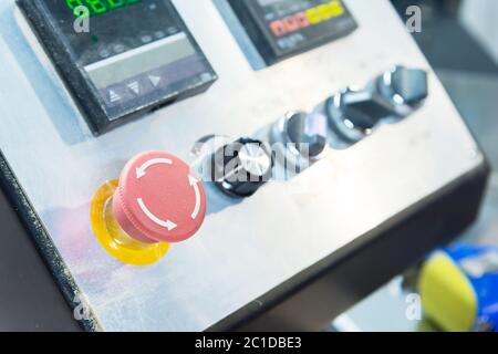 Close-up Technical display on the control panel with electrical appliances, backlight Stock Photo